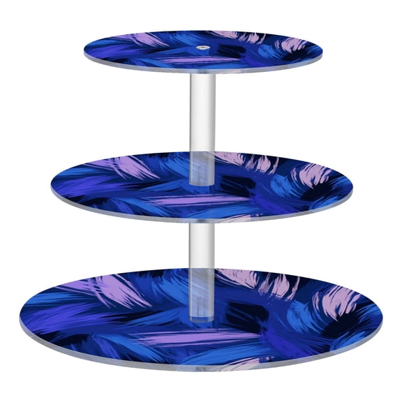 3-Tier Acrylic Cupcake Stand Sturdy Dessert Display Cupcake Tower Cupcake Holder for Party Wedding Outdoor Picnic Blue and Purple Brushstrokes