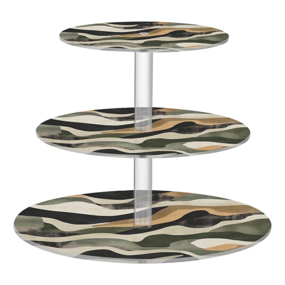 3-Tier Acrylic Cupcake Stand Sturdy Dessert Display Cupcake Tower Cupcake Holder for Party Wedding Outdoor Picnic Camouflage Pattern