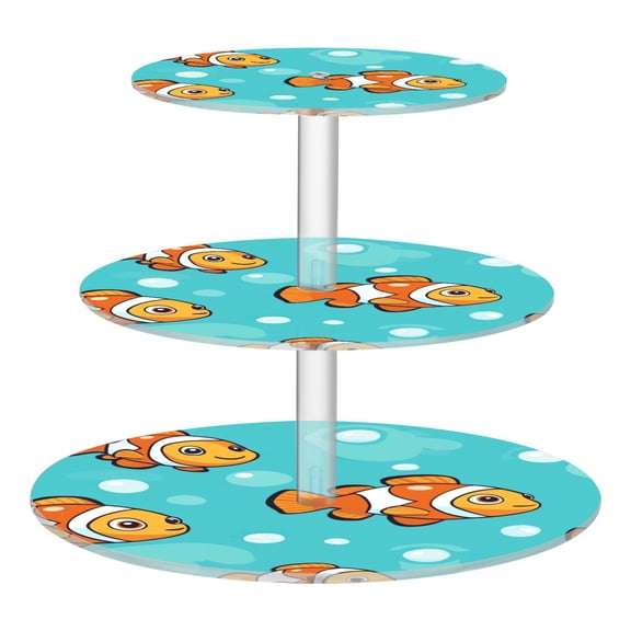 3-Tier Acrylic Cupcake Stand Sturdy Dessert Display Cupcake Tower Cupcake Holder for Party Wedding Outdoor Picnic Cartoon Clownfish