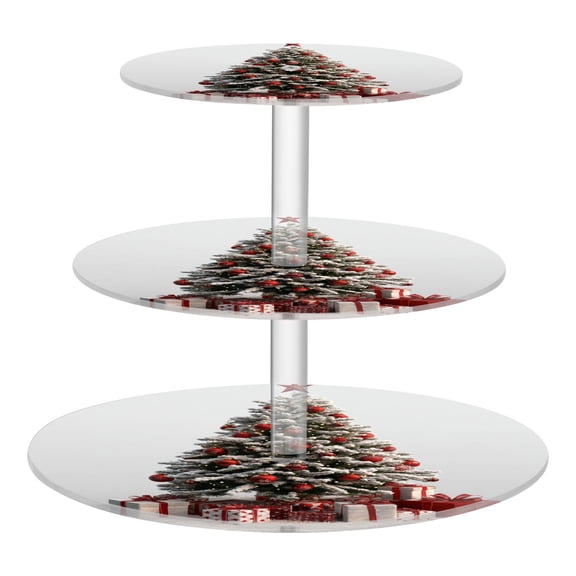 3-Tier Acrylic Cupcake Stand Sturdy Dessert Display Cupcake Tower Cupcake Holder for Party Wedding Outdoor Picnic Christmas Tree with Gifts