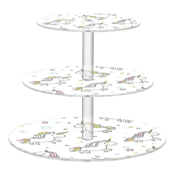 3-Tier Acrylic Cupcake Stand Sturdy Dessert Display Cupcake Tower Cupcake Holder for Party Wedding Outdoor Picnic Cute Unicorn