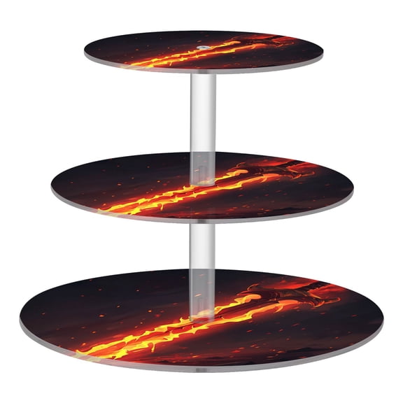 3-Tier Acrylic Cupcake Stand Sturdy Dessert Display Cupcake Tower Cupcake Holder for Party Wedding Outdoor Picnic Flaming Sword