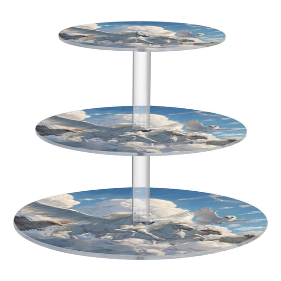 3-Tier Acrylic Cupcake Stand Sturdy Dessert Display Cupcake Tower Cupcake Holder for Party Wedding Outdoor Picnic Flying Horses and Sheep