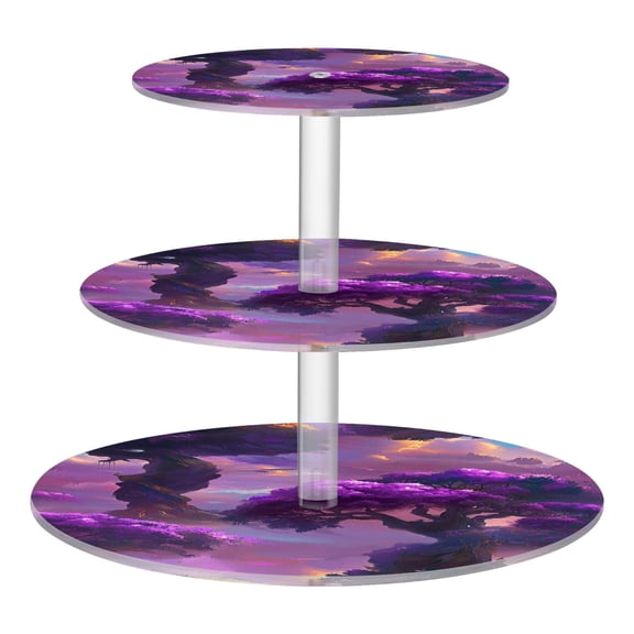 3-Tier Acrylic Cupcake Stand Sturdy Dessert Display Cupcake Tower Cupcake Holder for Party Wedding Outdoor Picnic Giant Purple Tree