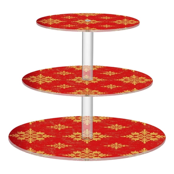 3-Tier Acrylic Cupcake Stand Sturdy Dessert Display Cupcake Tower Cupcake Holder for Party Wedding Outdoor Picnic Golden Snowflakes