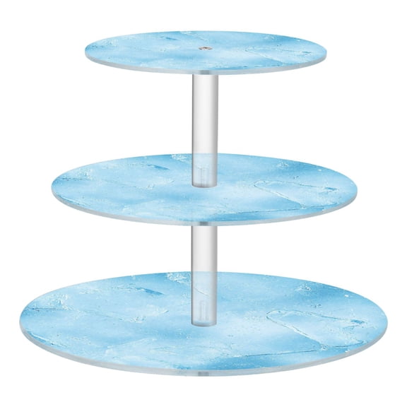3-Tier Acrylic Cupcake Stand Sturdy Dessert Display Cupcake Tower Cupcake Holder for Party Wedding Outdoor Picnic Light Blue Icy Texture