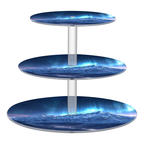 3-Tier Acrylic Cupcake Stand Sturdy Dessert Display Cupcake Tower Cupcake Holder for Party Wedding Outdoor Picnic Mountains under The Stars