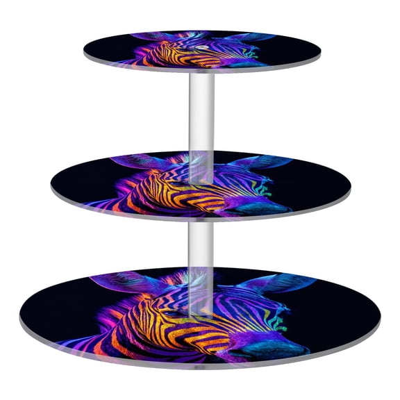 3-Tier Acrylic Cupcake Stand Sturdy Dessert Display Cupcake Tower Cupcake Holder for Party Wedding Outdoor Picnic Neon Color Zebra