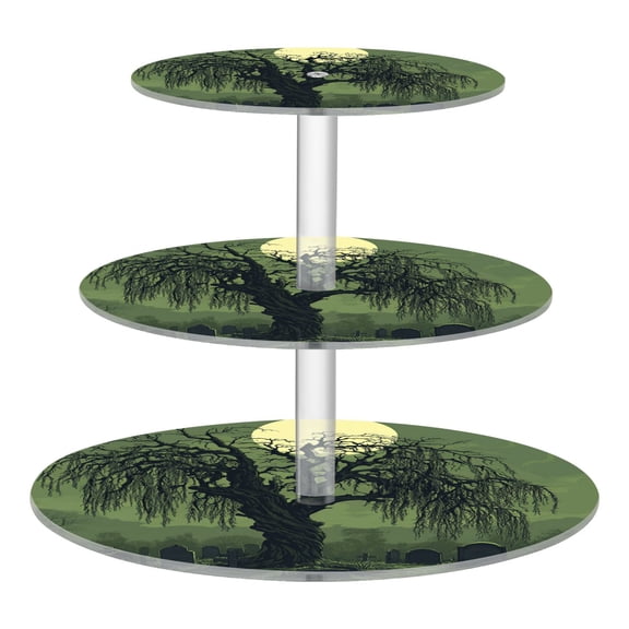 3-Tier Acrylic Cupcake Stand Sturdy Dessert Display Cupcake Tower Cupcake Holder for Party Wedding Outdoor Picnic Old Willow Tree