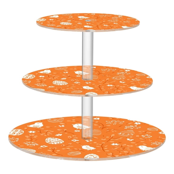 3-Tier Acrylic Cupcake Stand Sturdy Dessert Display Cupcake Tower Cupcake Holder for Party Wedding Outdoor Picnic Orange Element