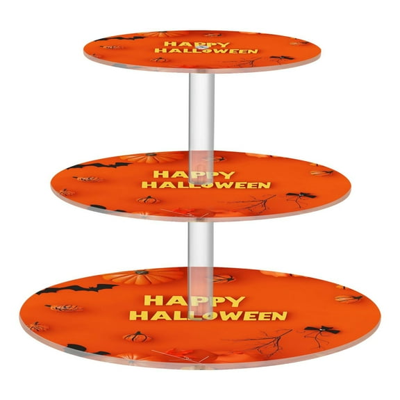 3-Tier Acrylic Cupcake Stand Sturdy Dessert Display Cupcake Tower Cupcake Holder for Party Wedding Outdoor Picnic Orange Halloween Theme