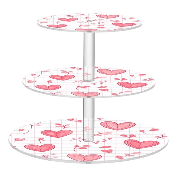 3-Tier Acrylic Cupcake Stand Sturdy Dessert Display Cupcake Tower Cupcake Holder for Party Wedding Outdoor Picnic Pink Heart