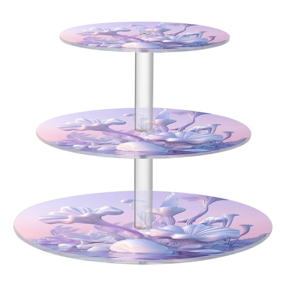 3-Tier Acrylic Cupcake Stand Sturdy Dessert Display Cupcake Tower Cupcake Holder for Party Wedding Outdoor Picnic Purple Fantasy World