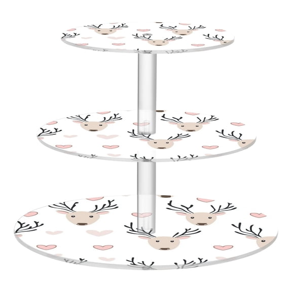 3-Tier Acrylic Cupcake Stand Sturdy Dessert Display Cupcake Tower Cupcake Holder for Party Wedding Outdoor Picnic Reindeer Heads