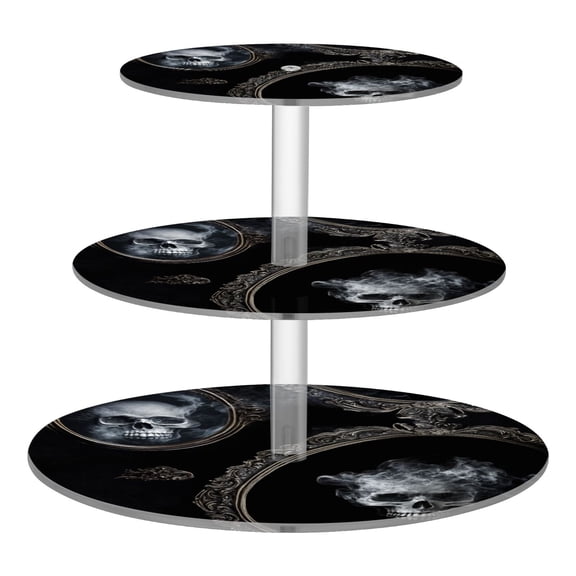 3-Tier Acrylic Cupcake Stand Sturdy Dessert Display Cupcake Tower Cupcake Holder for Party Wedding Outdoor Picnic Skull