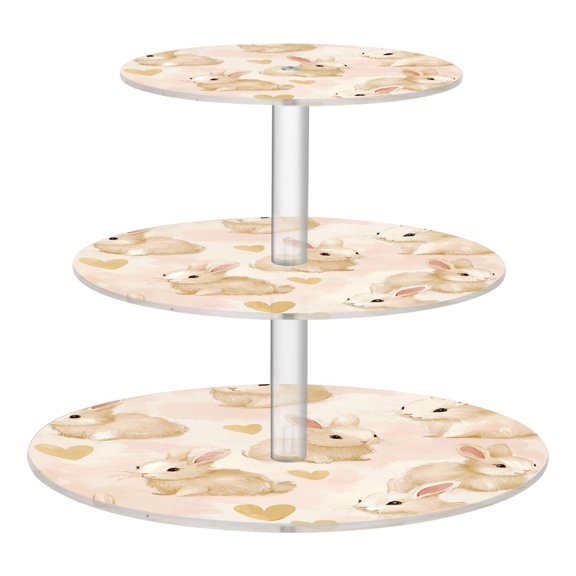 3-Tier Acrylic Cupcake Stand Sturdy Dessert Display Cupcake Tower Cupcake Holder for Party Wedding Outdoor Picnic Small Bunnies