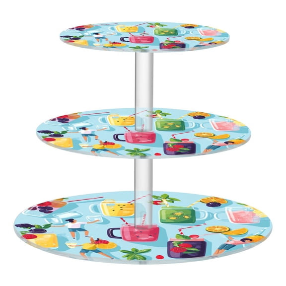 3-Tier Acrylic Cupcake Stand Sturdy Dessert Display Cupcake Tower Cupcake Holder for Party Wedding Outdoor Picnic Small People Making Fruit Smoothies