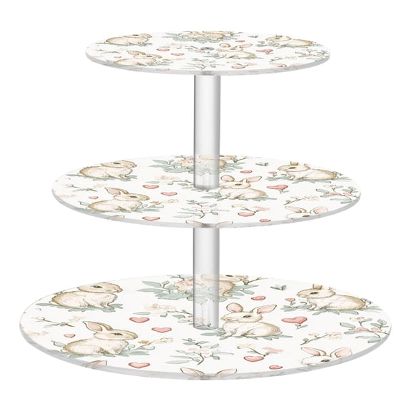 3-Tier Acrylic Cupcake Stand Sturdy Dessert Display Cupcake Tower Cupcake Holder for Party Wedding Outdoor Picnic Soft Pastel Bunnies