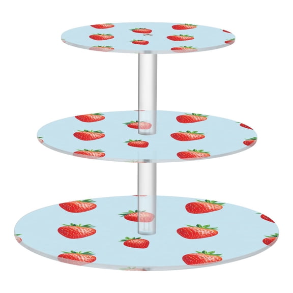 3-Tier Acrylic Cupcake Stand Sturdy Dessert Display Cupcake Tower Cupcake Holder for Party Wedding Outdoor Picnic Strawberry