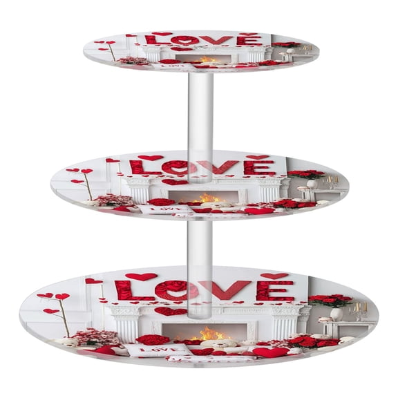 3-Tier Acrylic Cupcake Stand Sturdy Dessert Display Cupcake Tower Cupcake Holder for Party Wedding Outdoor Picnic Valentine's Day Decoration