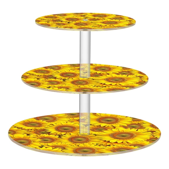 3-Tier Acrylic Cupcake Stand Sturdy Dessert Display Cupcake Tower Cupcake Holder for Party Wedding Outdoor Picnic Vibrant Sunflowers