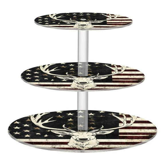 3-Tier Acrylic Cupcake Stand Sturdy Dessert Display Cupcake Tower Cupcake Holder for Party Wedding Outdoor Picnic White Deer Head