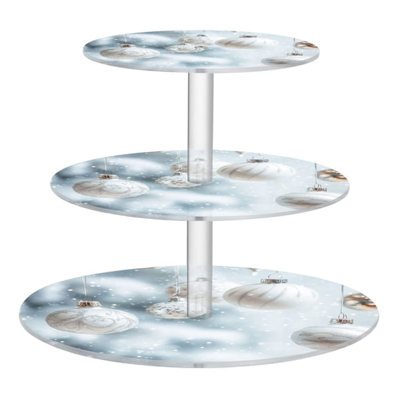 3-Tier Acrylic Cupcake Stand Sturdy Dessert Display Cupcake Tower Cupcake Holder for Party Wedding Outdoor Picnic White and Silver Christmas Tree