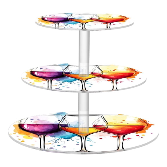 3-Tier Acrylic Cupcake Stand Sturdy Dessert Display Cupcake Tower Cupcake Holder for Party Wedding Outdoor Picnic Wine Glasses