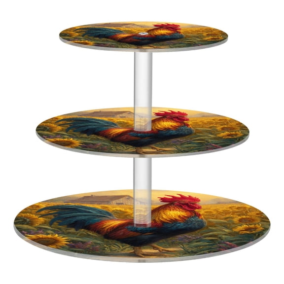 3 Tier Acrylic Cupcake Stand Sunflower Farm's Rooster Dessert Display Tower for Birthday Wedding Party