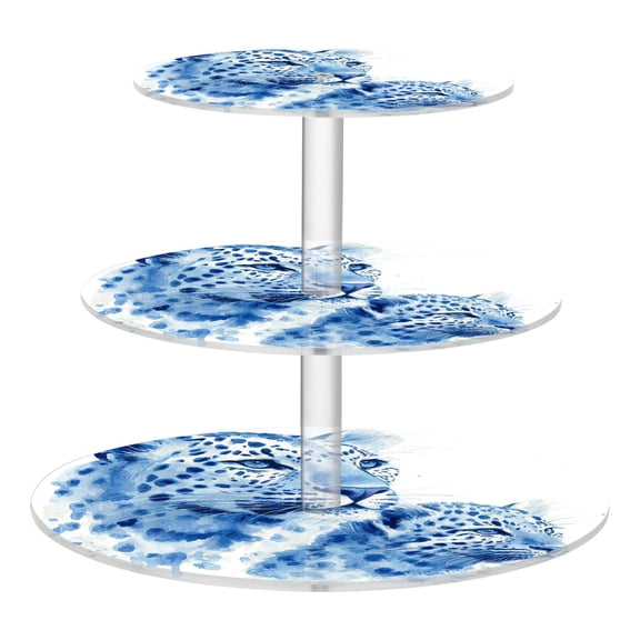 3 Tier Acrylic Cupcake Stand The Blue Cheetah Portrait Dessert Display Tower for Birthday Wedding Party