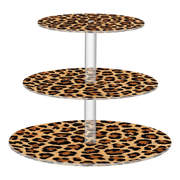 3 Tier Acrylic Cupcake Stand Wild Amber Cheetah Dessert Display Tower for Birthday Wedding Party