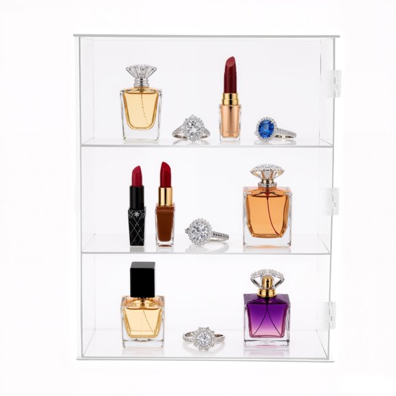 3-Tier Acrylic Display Shelf with High Clarity, 11" Wide Modern Curio Cabinet for Collectibles, Dust Protection & Easy Assembly for Home Office