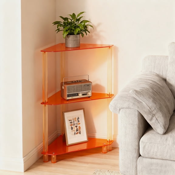3 Tier Acrylic Living Room Side Table 11.8*11.8*26in Triangle End Table