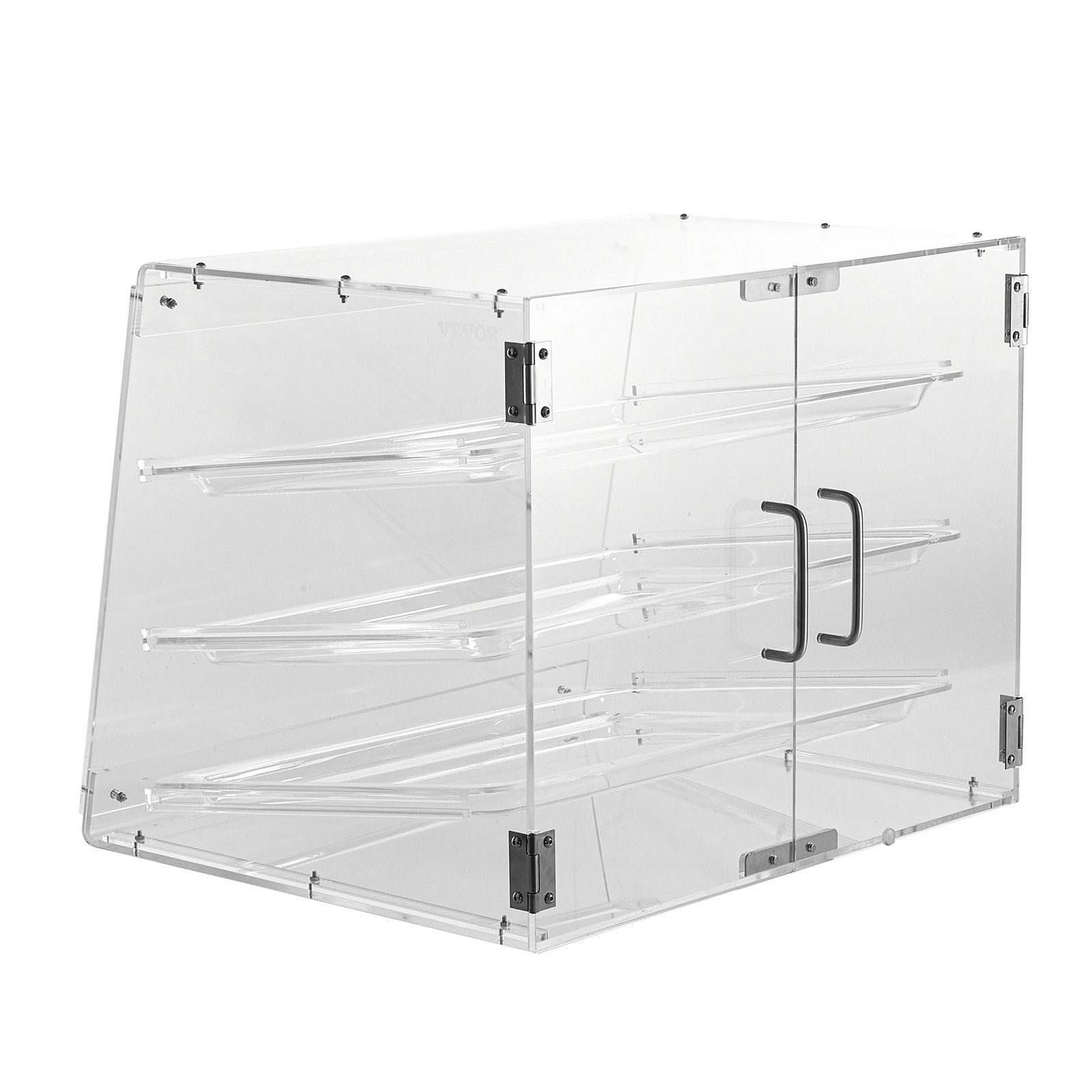 3-Tier Acrylic Pastry Display Case - 20.7"x14.2"x16.3" Commercial Bakery Showcase with Removable Shelves & Rear Door - for Donuts, Bagels, Cakes, Cookies