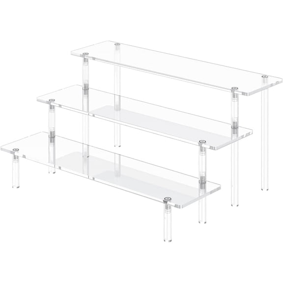 3-Tier Acrylic Riser Display Shelf, Clear Tabletop Display Case for Cosmetics, Perfume, Cupcakes, Figurines and Desktop Storage