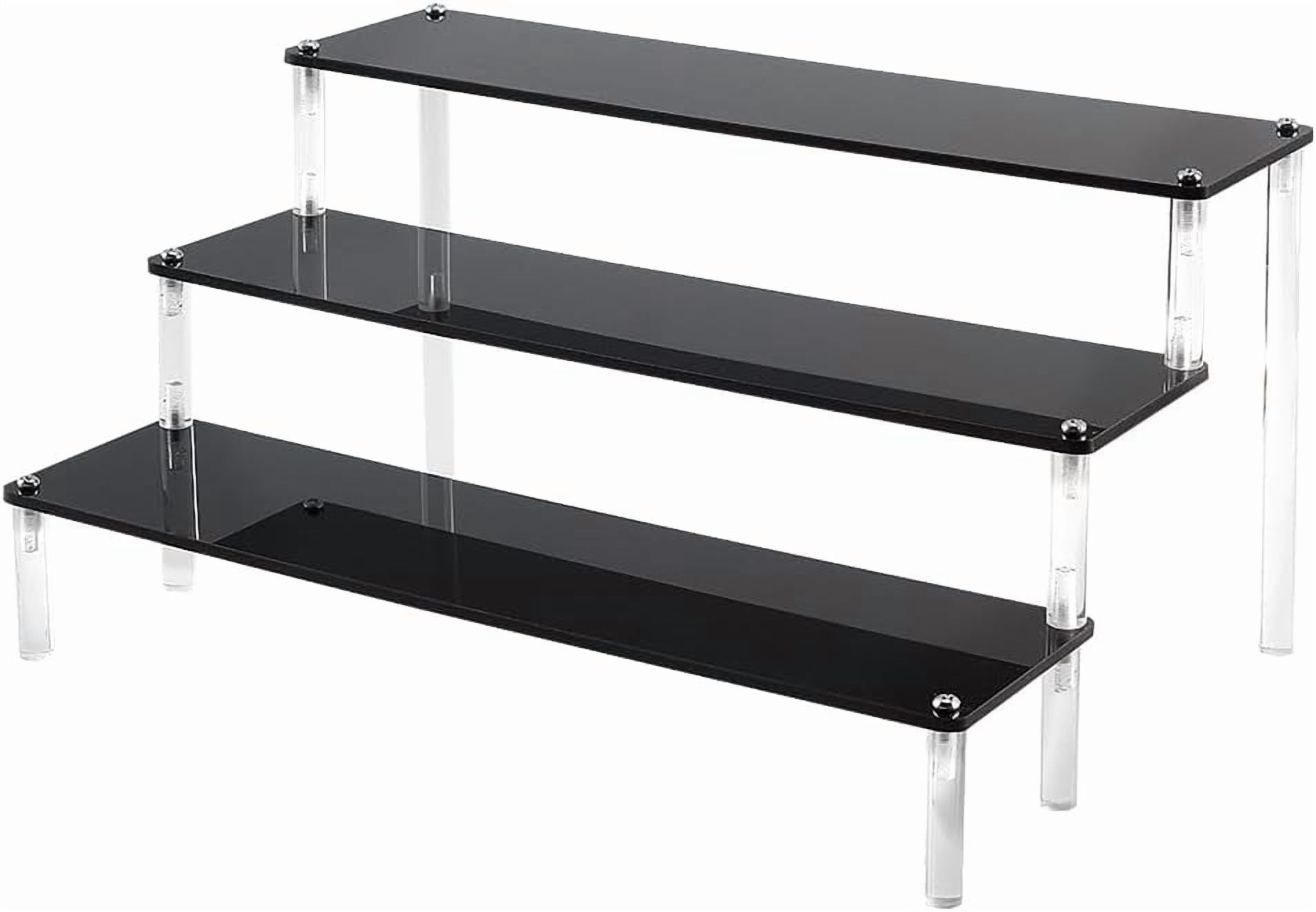 Mug Display Risers 3-Tier Acrylic Risers Display Stand Black Acrylic Riser Cupcake Stand ...
