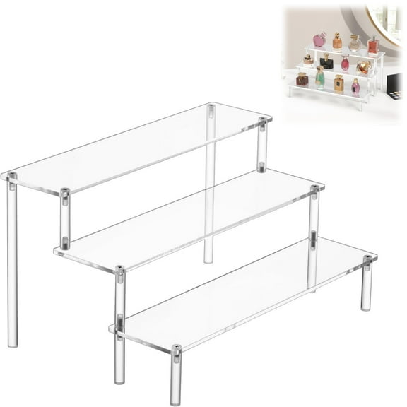 3 Tier Acrylic Risers Display Stands,Display Case,Perfume Stand,Cupcake Stand,Figurine Display Shelf,Clear Acrylic Shelf Risers for Display Stands for Food, Tabletop Use