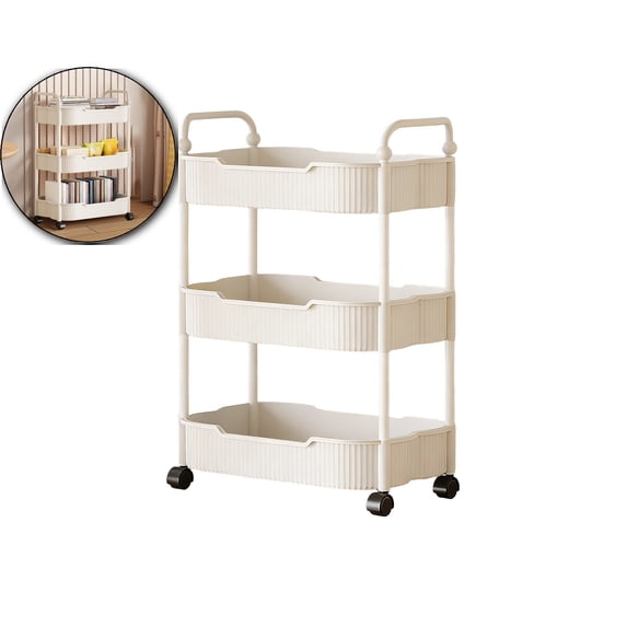3-Tier Acrylic Rolling Storage Cart, Bathroom Organizer Cart, Kitchen Cart with Wheels, Rolling Utility Cart for Kithchen, Living Room, Office Storage and Organization (14''X8''X27'')