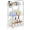 thumbnail image 1 of Movanne 3 Tier Acrylic Storage Rolling Cart Clear Bathroom Cart Organizer, Transparency Laundry Room Organization Mobile Shelving Unit Multifunction Rolling Utility Cart for Office Living Room, 1 of 7