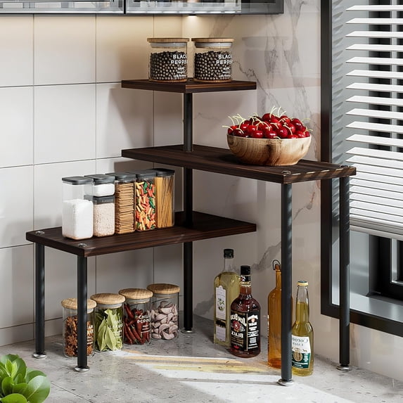 3-Tier Adjustable Countertop Organizer Corner Shelf | Countertop ...