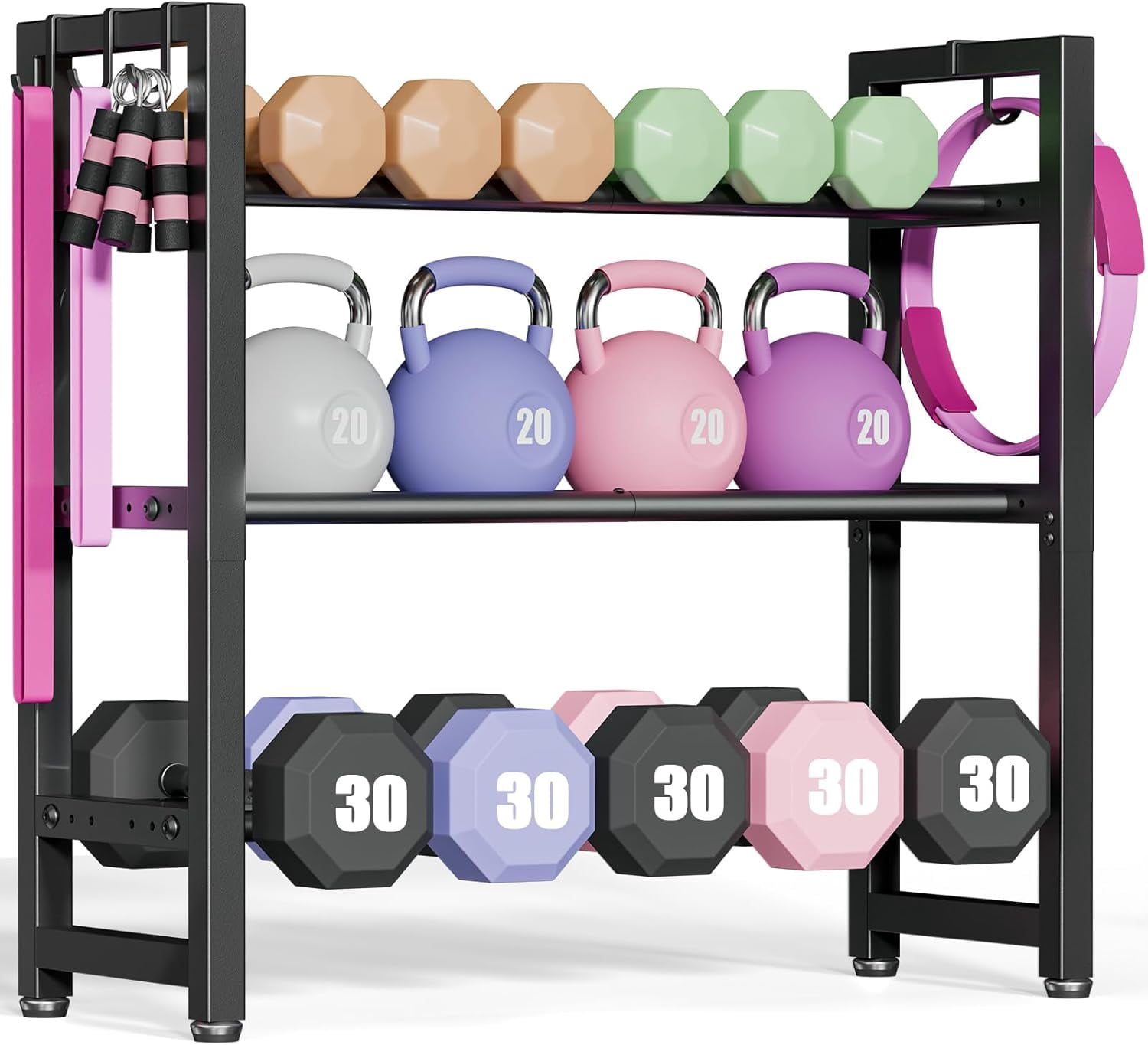 3-Tier Adjustable Dumbbell Rack, Heavy-Duty Weight Rack for Home Gym ...