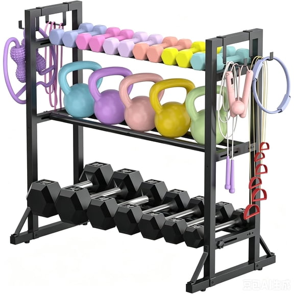 3-Tier Adjustable Dumbbell Rack Stand - Heavy-Duty Carbon Steel Weight Storage Organizer for Home Gym, Easy Assembly, 450 lb Capacity for Dumbbells & Kettlebells