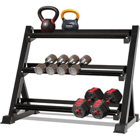 3-Tier Adjustable Dumbbell Weight Rack, Heavy Duty Steel Stand Only for Home Gym, Black