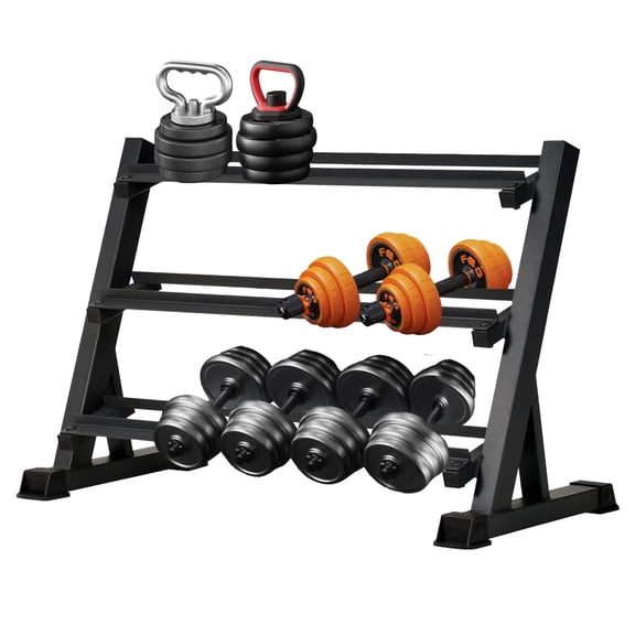 3-Tier Adjustable Dumbbell Weight Rack, Heavy Duty Steel Stand Only for Home Gym, Black