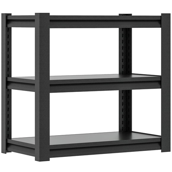 3-Tier Adjustable Garage Shelving, Easy to Install, Heavy Duty Garage Storage Shelves Organizer for Garage, Kitchen, 34"W*18"D*31.5"H, Black
