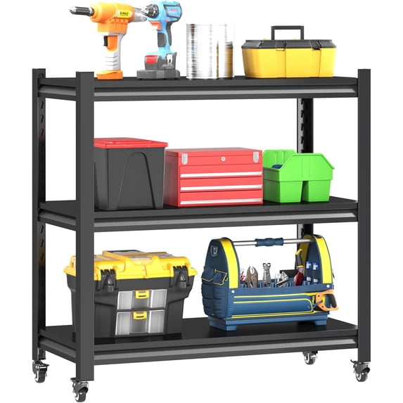3-Tier Adjustable Garage Storage Shelving with Heavy Duty Utility Rack ...