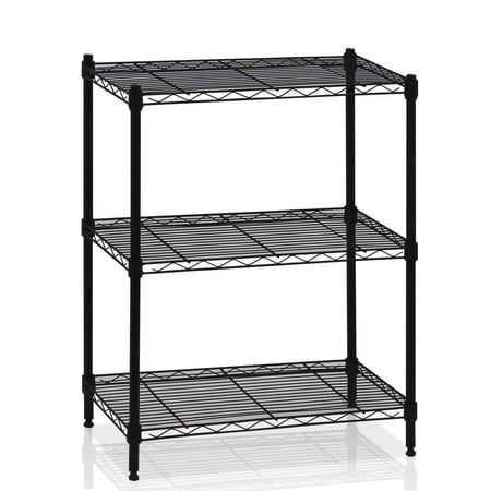 3 Tier Adjustable Heavy Duty Steel Wire Multiuse Organizing Rack Shelf,Black