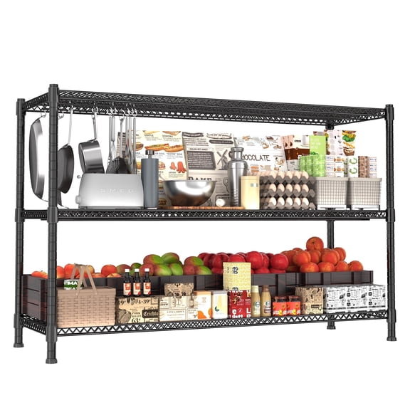3-Tier Adjustable Heavy Duty Steel Wire Rack 59.6"x24"x47.6"