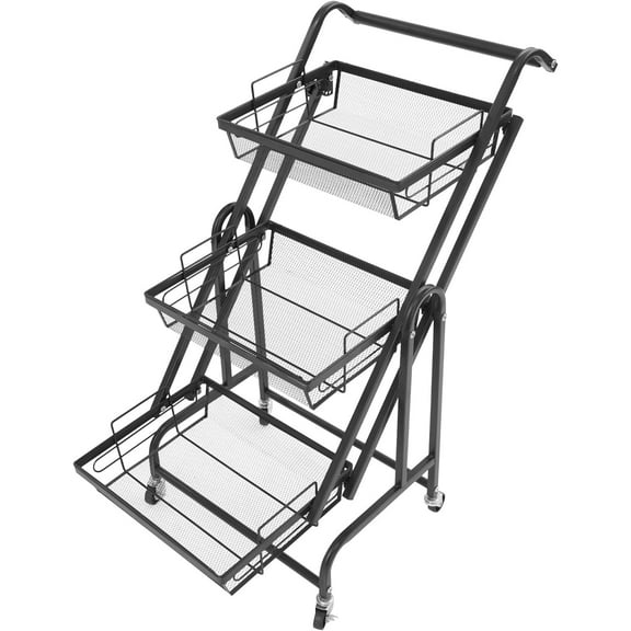 3-Tier Adjustable Metal Rolling Utility Cart, Multi-Functional Storage Cart for Kitchen, Craft Cart for Office, Heavy Duty Cart Organizer, Movable Storage Organizer with Wheels