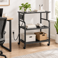3 Tier Adjustable Printer Stand with Power Outlet, Black, 22